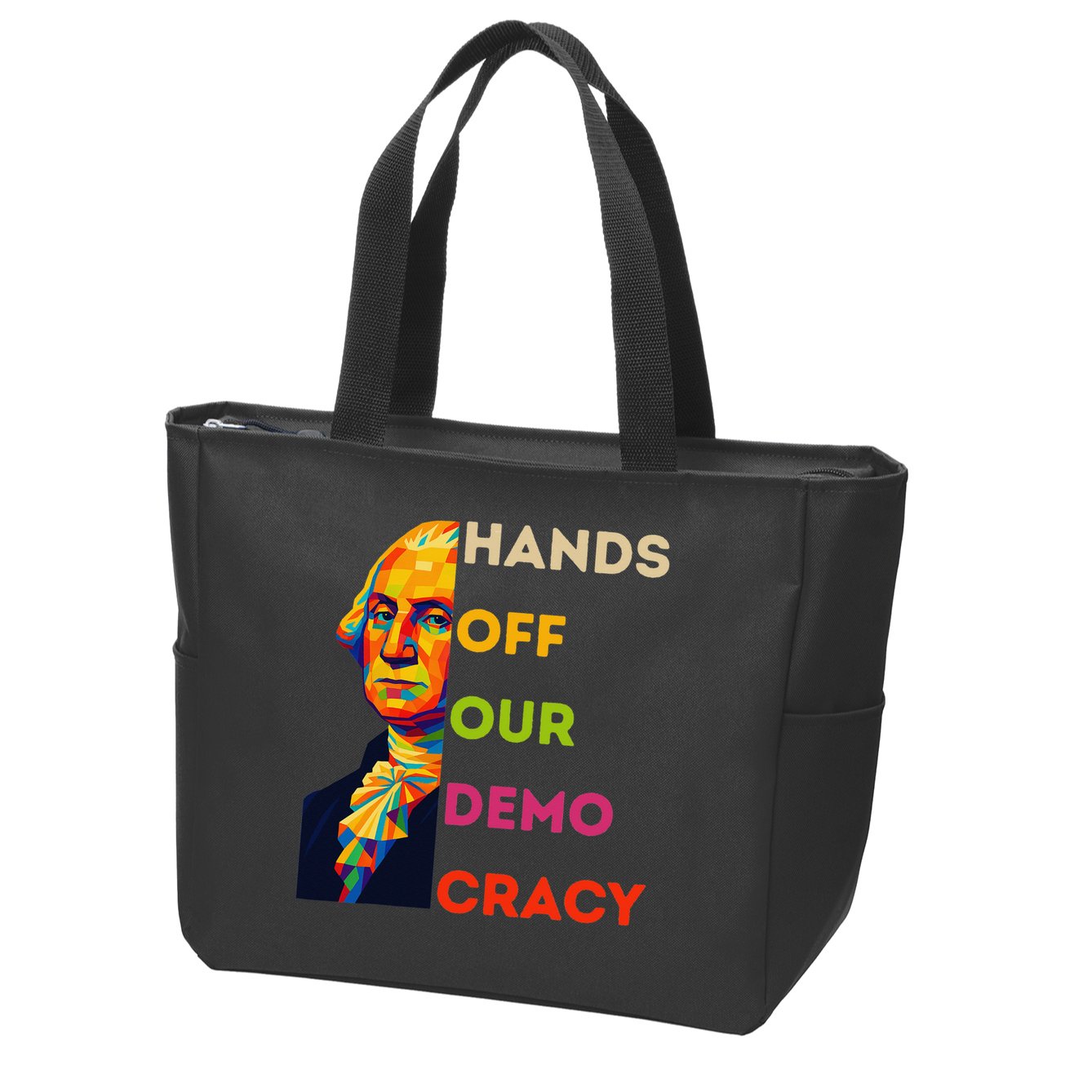 Hands Off Democracy Security Protest George Washington USA Zip Tote Bag