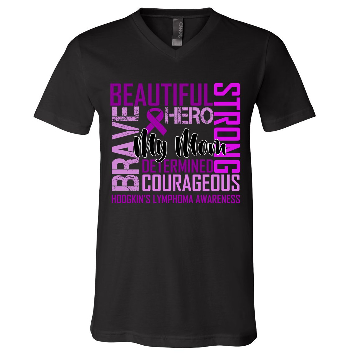 Hodgkin's  lymphoma Awareness For My Mom V-Neck T-Shirt