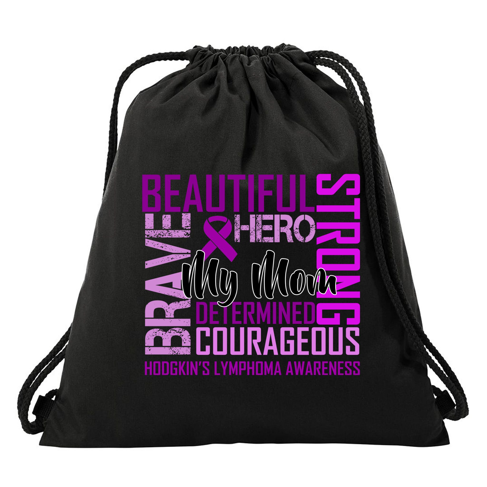 Hodgkin's  lymphoma Awareness For My Mom Drawstring Bag