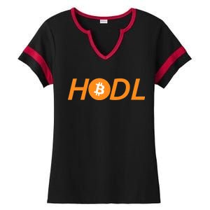 HODL Bitcoin Logo Ladies Halftime Notch Neck Tee