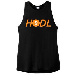 HODL Bitcoin Logo Ladies PosiCharge Tri-Blend Wicking Tank