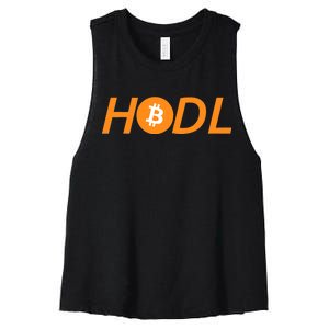 HODL Bitcoin Logo Women's Racerback Cropped Tank