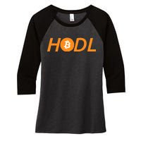 HODL Bitcoin Logo Women's Tri-Blend 3/4-Sleeve Raglan Shirt