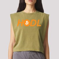 HODL Bitcoin Logo Garment-Dyed Women's Muscle Tee