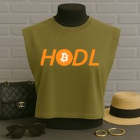 HODL Bitcoin Logo Garment-Dyed Women's Muscle Tee