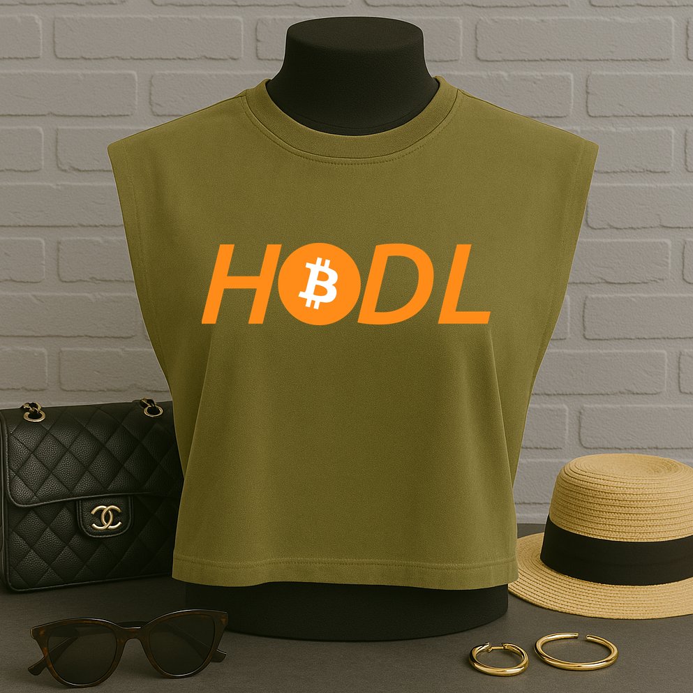 HODL Bitcoin Logo Garment-Dyed Women's Muscle Tee