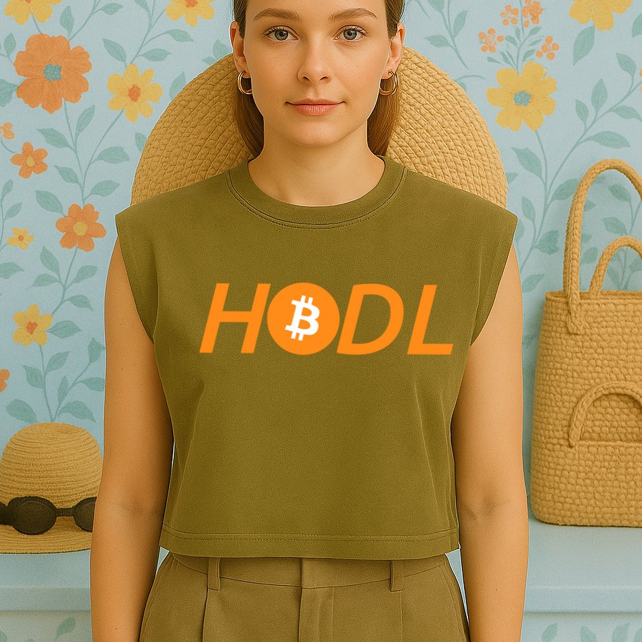 HODL Bitcoin Logo Garment-Dyed Women's Muscle Tee