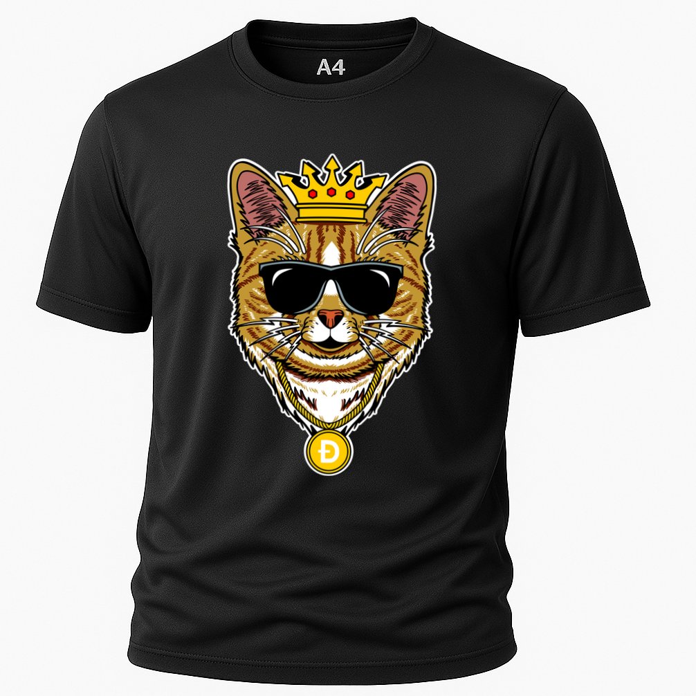 Hodl Dogecoin Doge Cat King Crypto Currency Moon Cooling Performance Crew T-Shirt