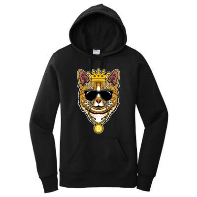 Hodl Dogecoin Doge Cat King Crypto Currency Moon Women's Pullover Hoodie