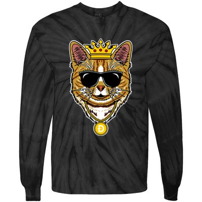 Hodl Dogecoin Doge Cat King Crypto Currency Moon Tie-Dye Long Sleeve Shirt