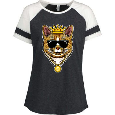 Hodl Dogecoin Doge Cat King Crypto Currency Moon Enza Ladies Jersey Colorblock Tee