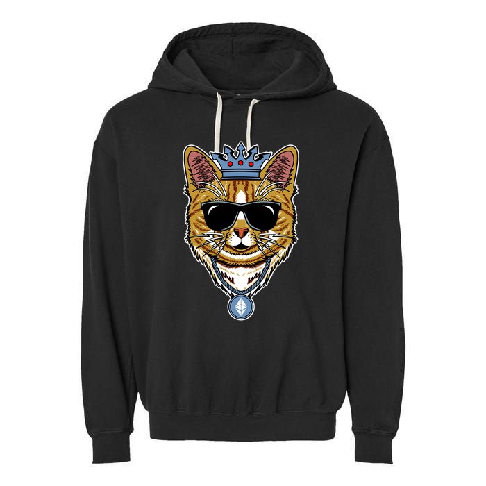 Hodl Ethereum ETH Cat King Crypto Currency Moon Garment-Dyed Fleece Hoodie