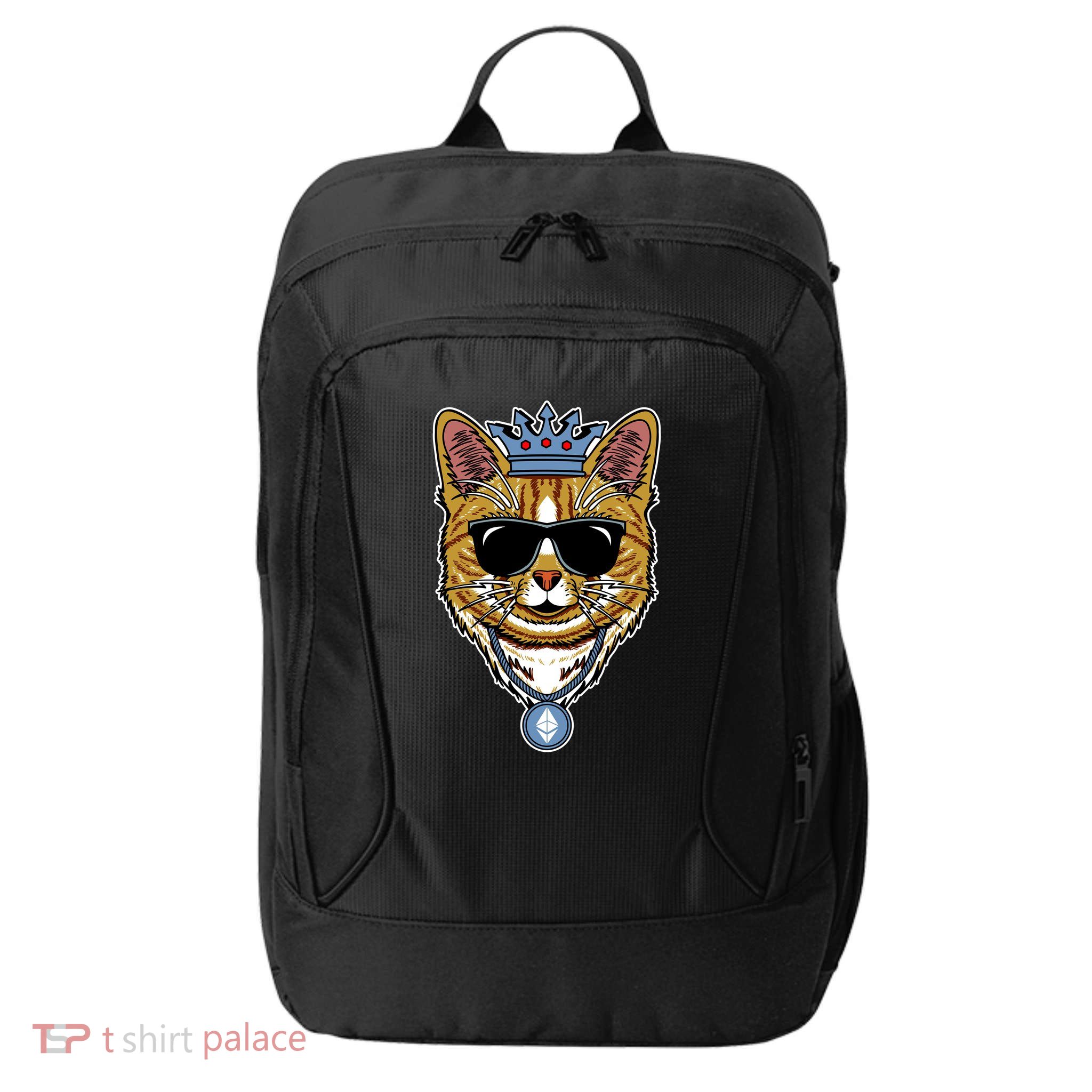 Hodl Ethereum ETH Cat King Crypto Currency Moon City Backpack