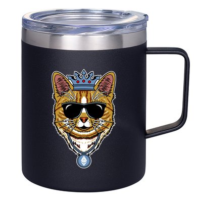 Hodl Ethereum ETH Cat King Crypto Currency Moon 12oz Stainless Steel Coffee Mug