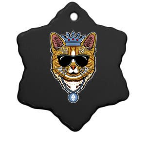 Hodl Ethereum ETH Cat King Crypto Currency Moon Ceramic Star Ornament