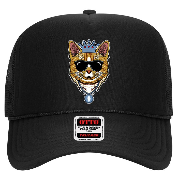 Hodl Ethereum ETH Cat King Crypto Currency Moon Trucker Hat