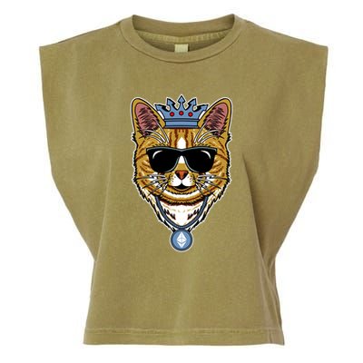 Hodl Ethereum ETH Cat King Crypto Currency Moon Garment-Dyed Women's Muscle Tee