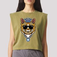 Hodl Ethereum ETH Cat King Crypto Currency Moon Garment-Dyed Women's Muscle Tee