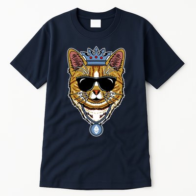 Hodl Ethereum ETH Cat King Crypto Currency Moon Tall T-Shirt