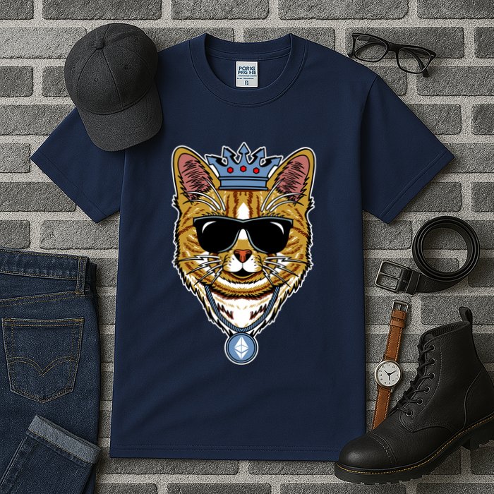 Hodl Ethereum ETH Cat King Crypto Currency Moon Tall T-Shirt