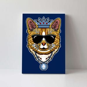 Hodl Ethereum ETH Cat King Crypto Currency Moon Canvas