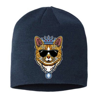 Hodl Ethereum ETH Cat King Crypto Currency Moon Sustainable Beanie