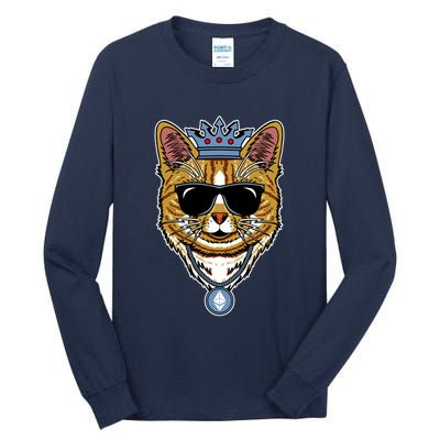 Hodl Ethereum ETH Cat King Crypto Currency Moon Tall Long Sleeve T-Shirt