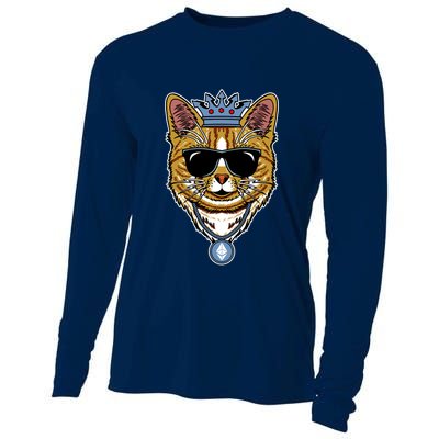 Hodl Ethereum ETH Cat King Crypto Currency Moon Cooling Performance Long Sleeve Crew