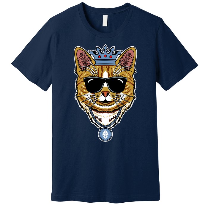 Hodl Ethereum ETH Cat King Crypto Currency Moon Premium T-Shirt