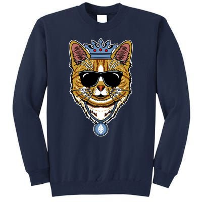 Hodl Ethereum ETH Cat King Crypto Currency Moon Tall Sweatshirt