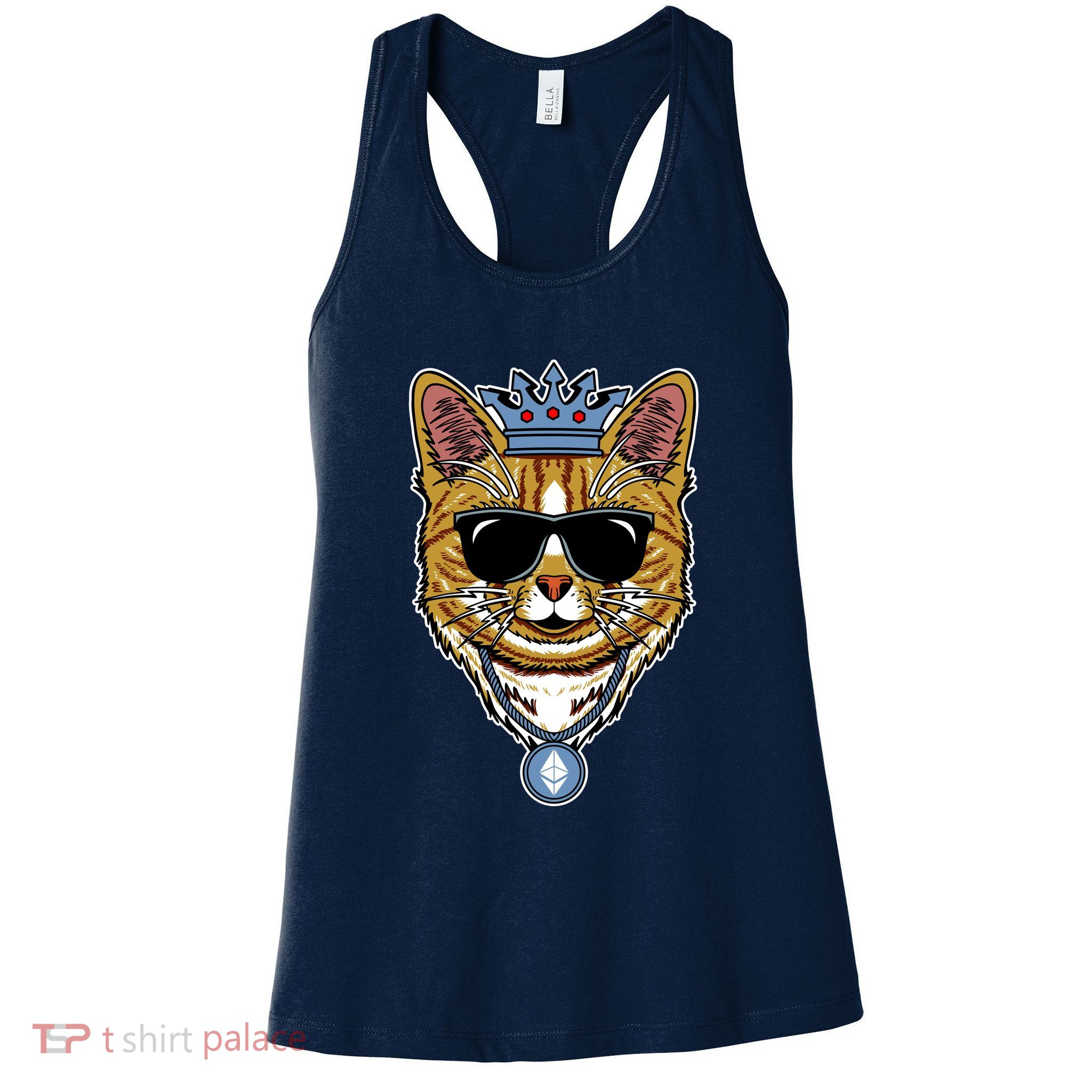 Hodl Ethereum ETH Cat King Crypto Currency Moon Womens Tank Top