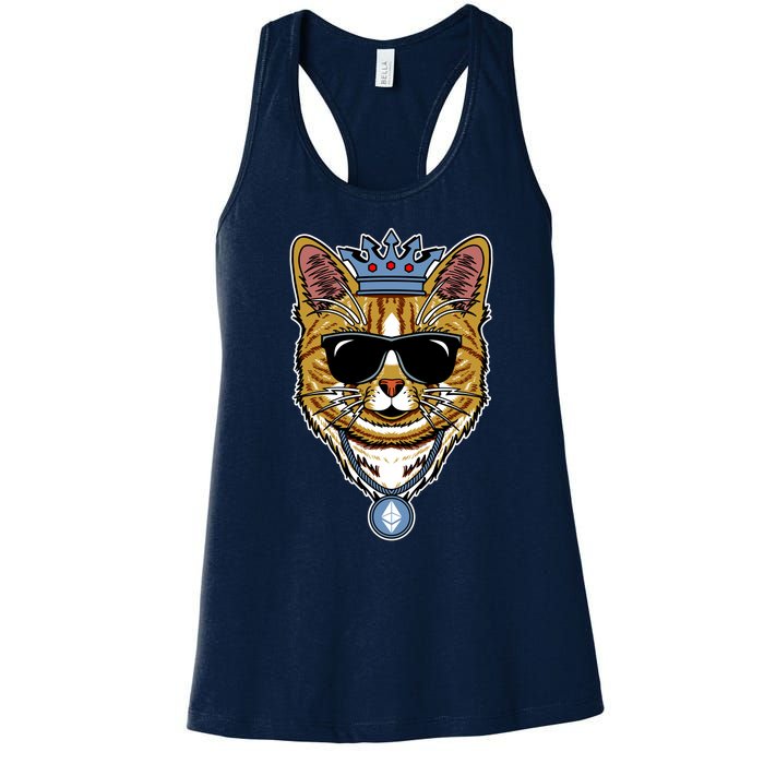 Hodl Ethereum ETH Cat King Crypto Currency Moon Women's Racerback Tank