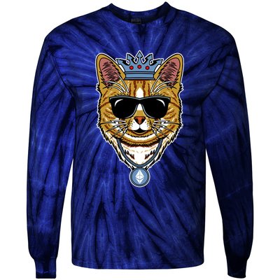 Hodl Ethereum ETH Cat King Crypto Currency Moon Tie-Dye Long Sleeve Shirt