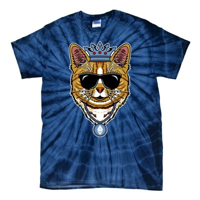 Hodl Ethereum ETH Cat King Crypto Currency Moon Tie-Dye T-Shirt