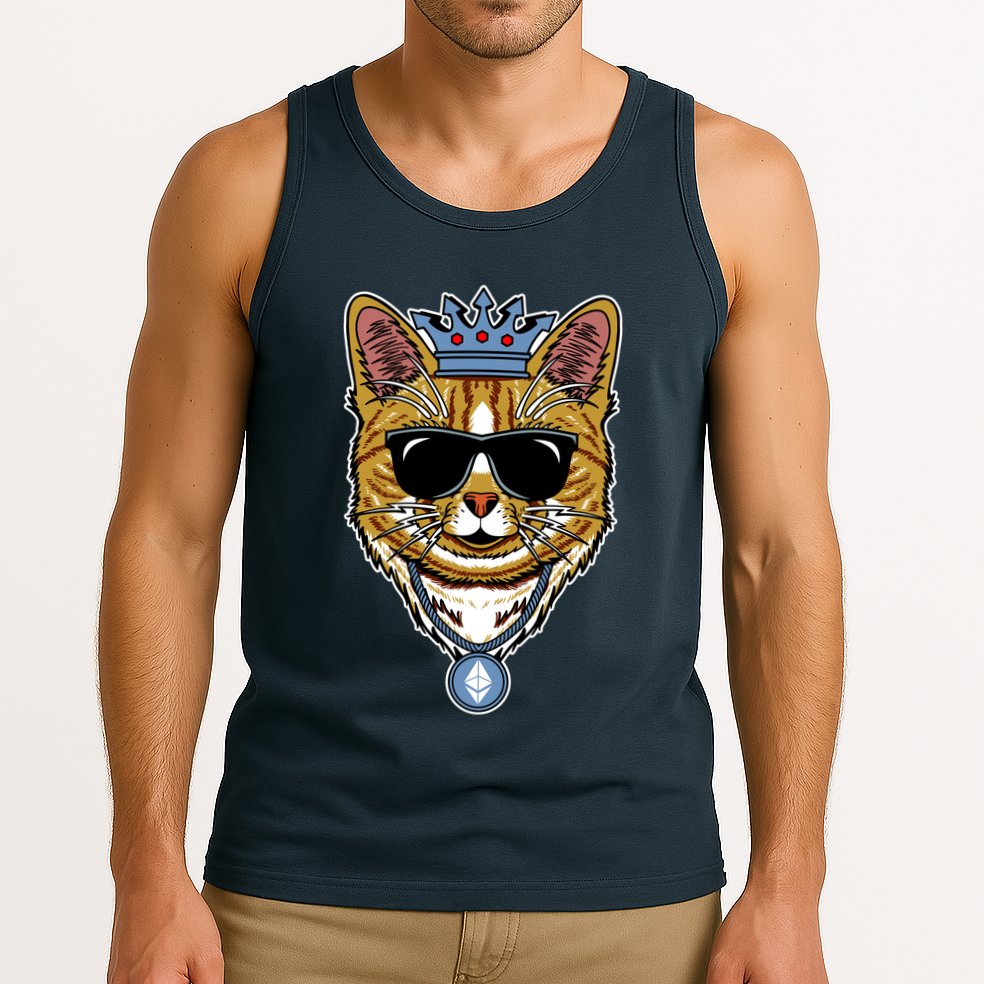 Hodl Ethereum ETH Cat King Crypto Currency Moon Tank Top