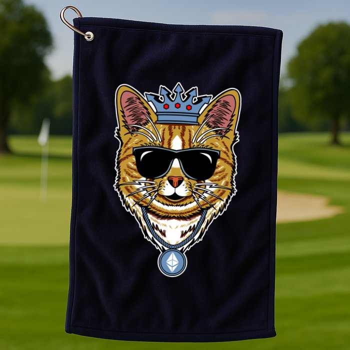 Hodl Ethereum ETH Cat King Crypto Currency Moon Golf Towel