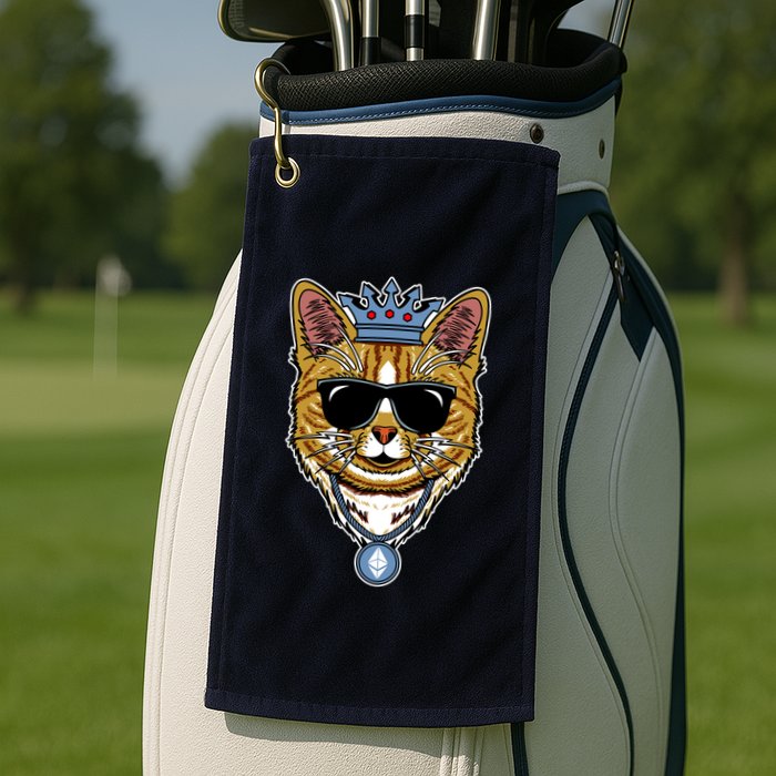 Hodl Ethereum ETH Cat King Crypto Currency Moon Golf Towel