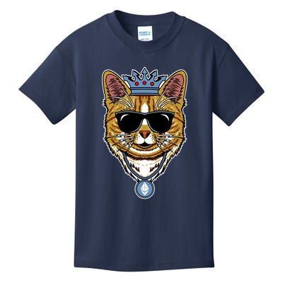 Hodl Ethereum ETH Cat King Crypto Currency Moon Kids T-Shirt