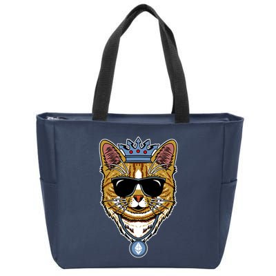 Hodl Ethereum ETH Cat King Crypto Currency Moon Zip Tote Bag