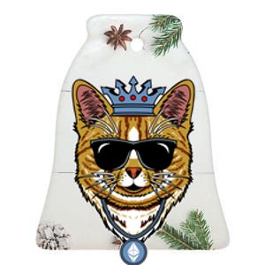 Hodl Ethereum ETH Cat King Crypto Currency Moon Ceramic Bell Ornament