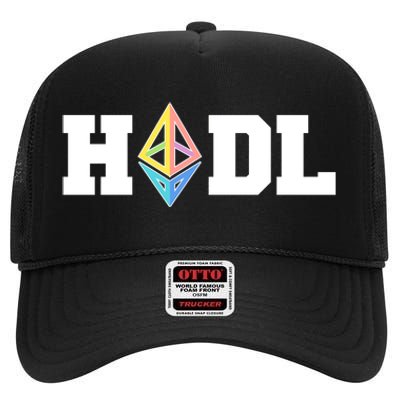 Hodl Ethereum ETH Crypto Currency To the Moon High Crown Mesh Back Trucker Hat