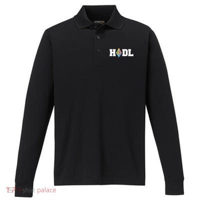 Hodl Ethereum ETH Crypto Currency To the Moon Performance Long Sleeve Polo