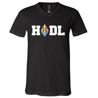 Hodl Ethereum ETH Crypto Currency To the Moon V-Neck T-Shirt