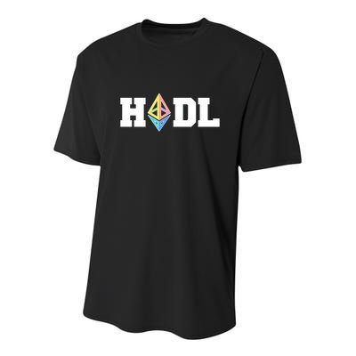 Hodl Ethereum ETH Crypto Currency To the Moon Youth Performance Sprint T-Shirt