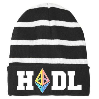 Hodl Ethereum ETH Crypto Currency To the Moon Striped Beanie with Solid Band