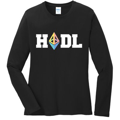 Hodl Ethereum ETH Crypto Currency To the Moon Ladies Long Sleeve Shirt