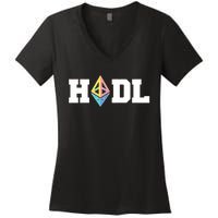 Hodl Ethereum ETH Crypto Currency To the Moon Women's V-Neck T-Shirt