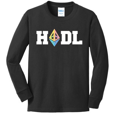 Hodl Ethereum ETH Crypto Currency To the Moon Kids Long Sleeve Shirt