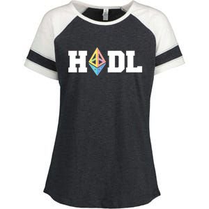 Hodl Ethereum ETH Crypto Currency To the Moon Enza Ladies Jersey Colorblock Tee