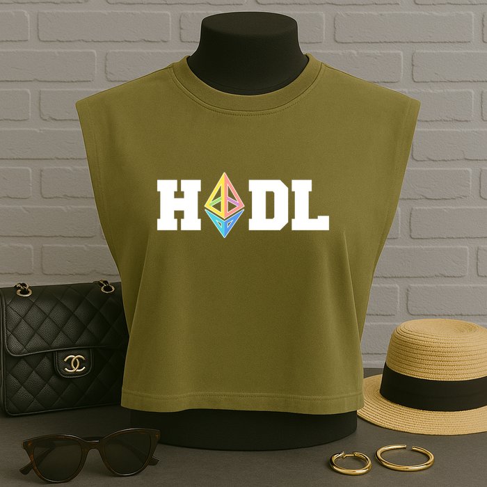Hodl Ethereum ETH Crypto Currency To the Moon Garment-Dyed Women's Muscle Tee